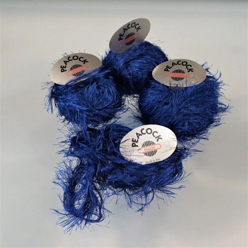 Skacel Collection Peacock Eyelash Yarn Color No 12 Blue Made In Italy 164 Gr Lot